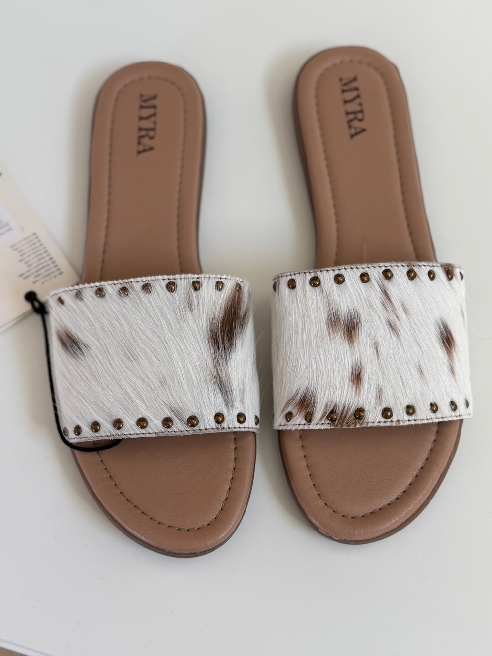 NWT leather & hairon sandals